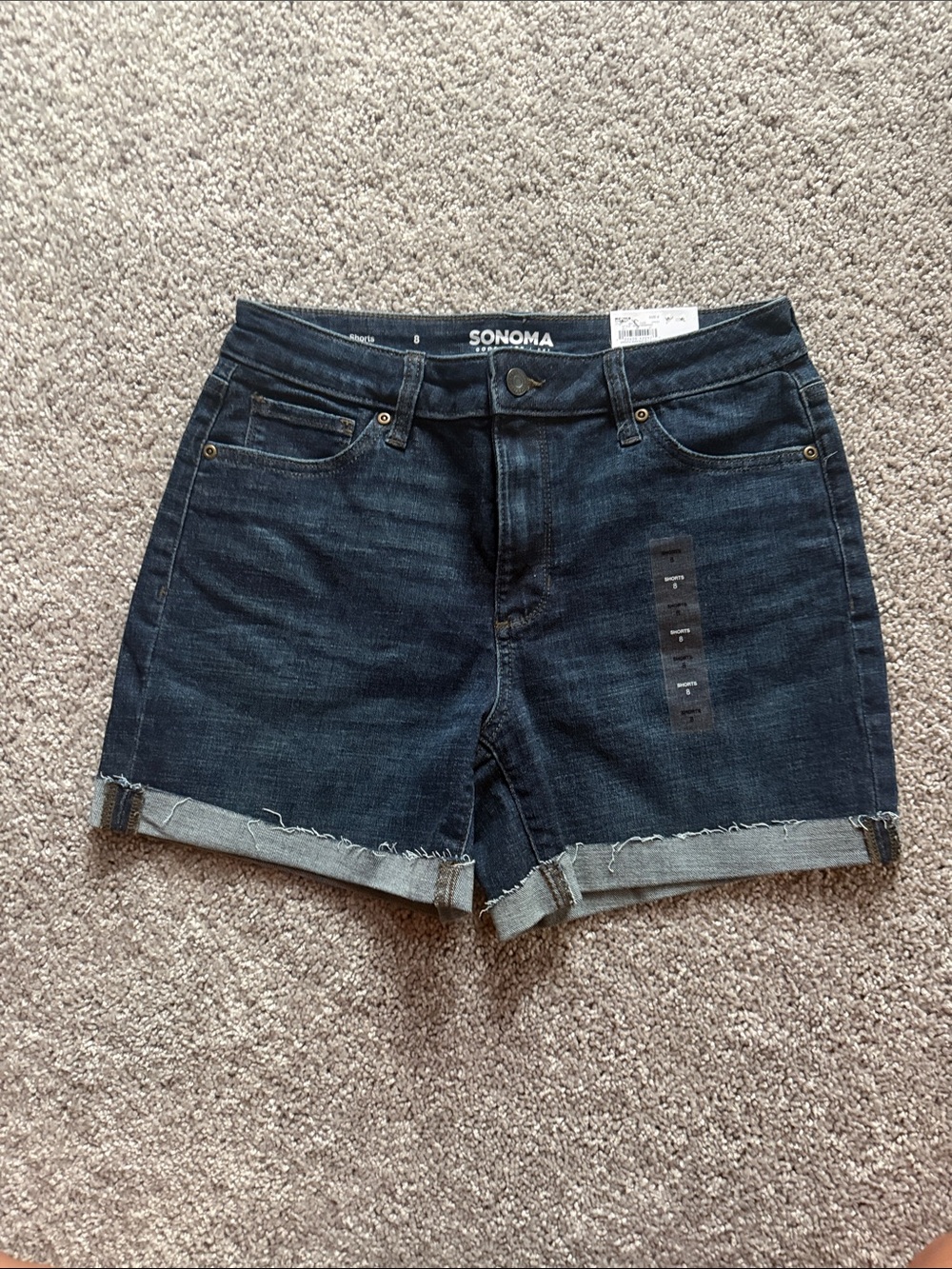 Sonoma Dark Blue Denim Roll-Cuff Women's Shorts Size 8